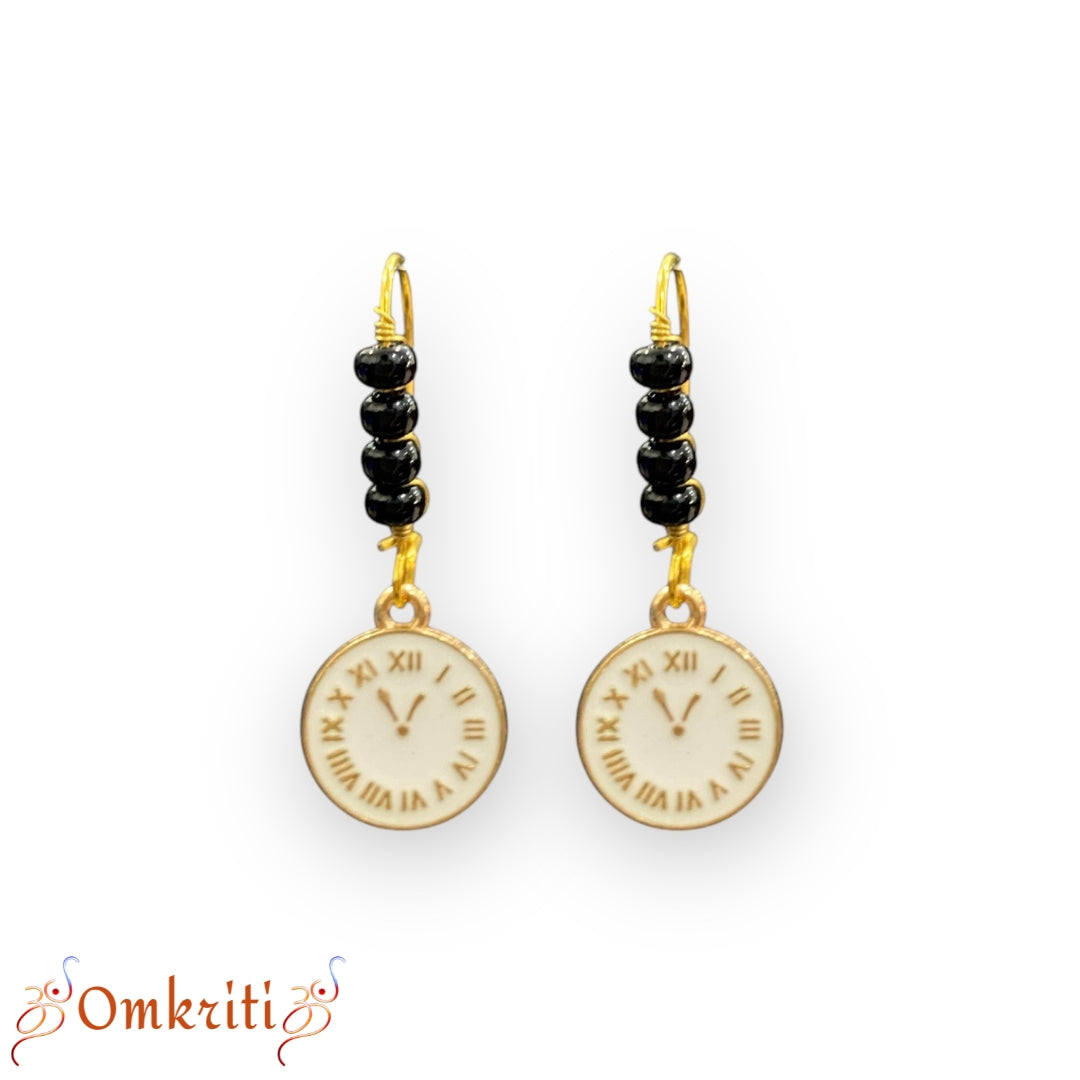 Clock Charm Beaded Earring