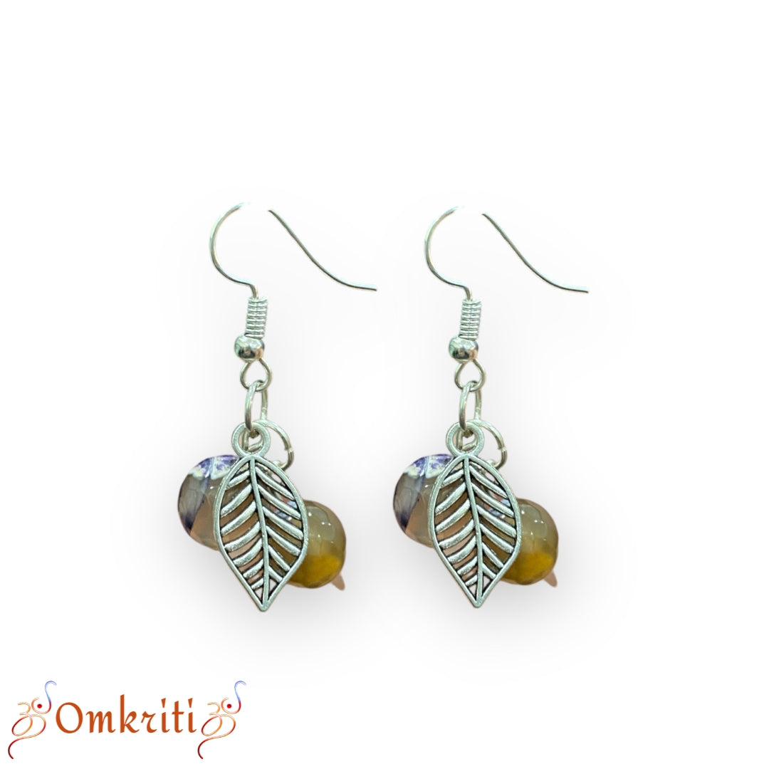 Crystal Leaf Charm Earring