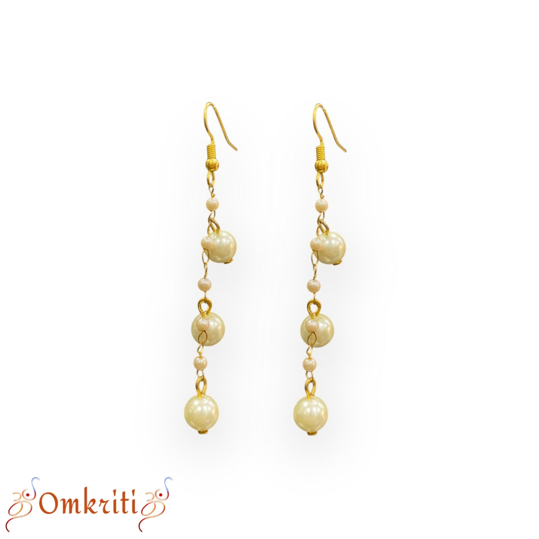 White Pearl Dangle Earrings
