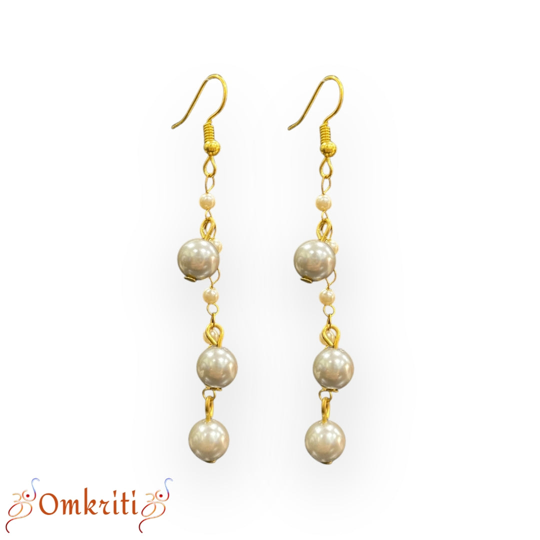 Gray Pearl Dangle Earrings
