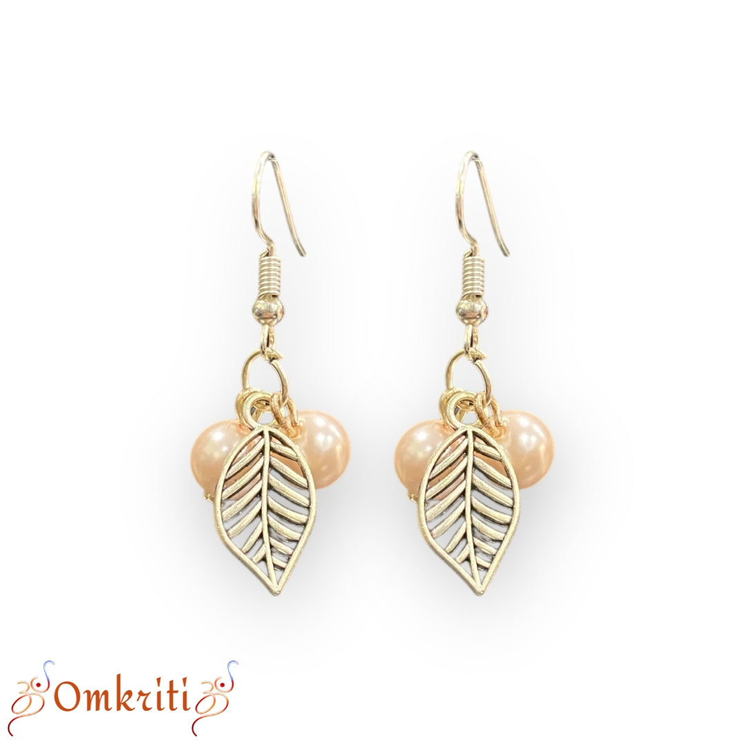 Pearl Leaf Charm Earring