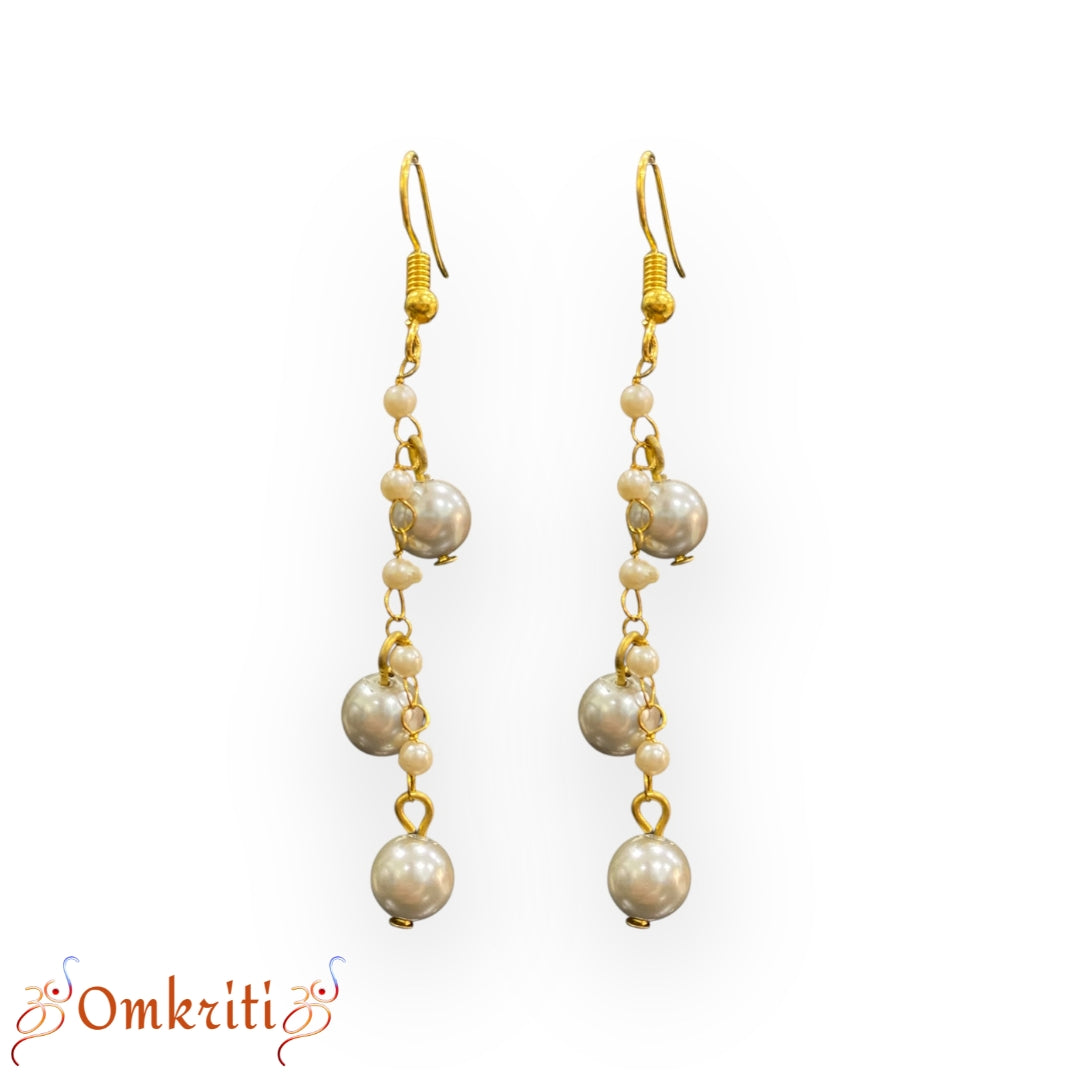 Dark Gray Pearl Dangle Earrings