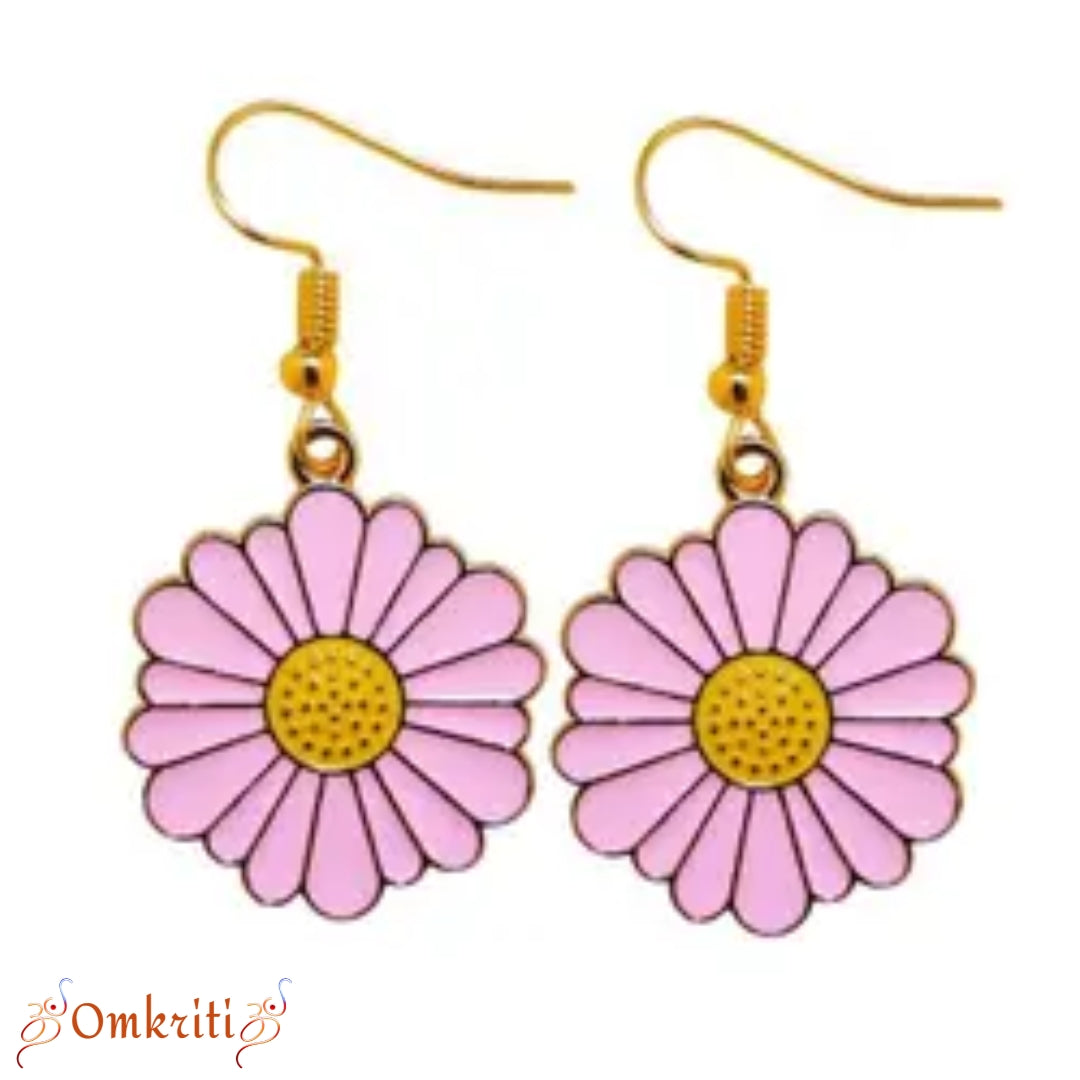 Pink Daisy Charm Earring