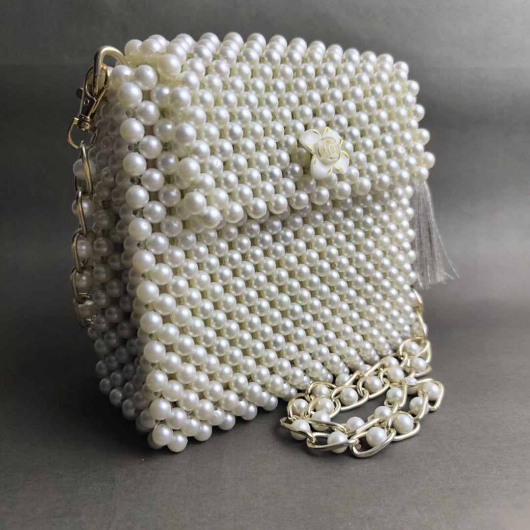Handmade String Purse Beaded, Crafted By Visually Impaired Artist