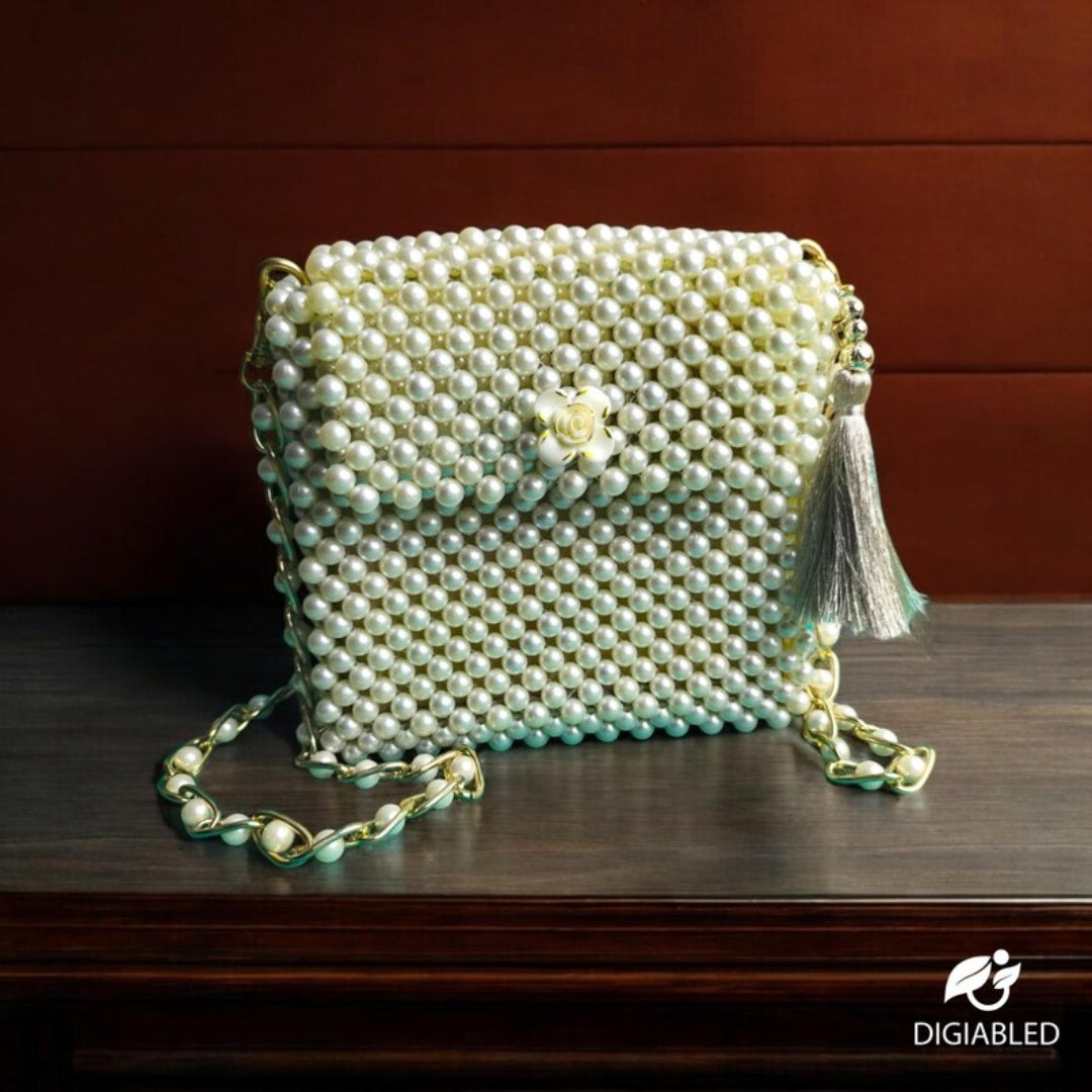 Handmade String Purse Beaded, Crafted By Visually Impaired Artist