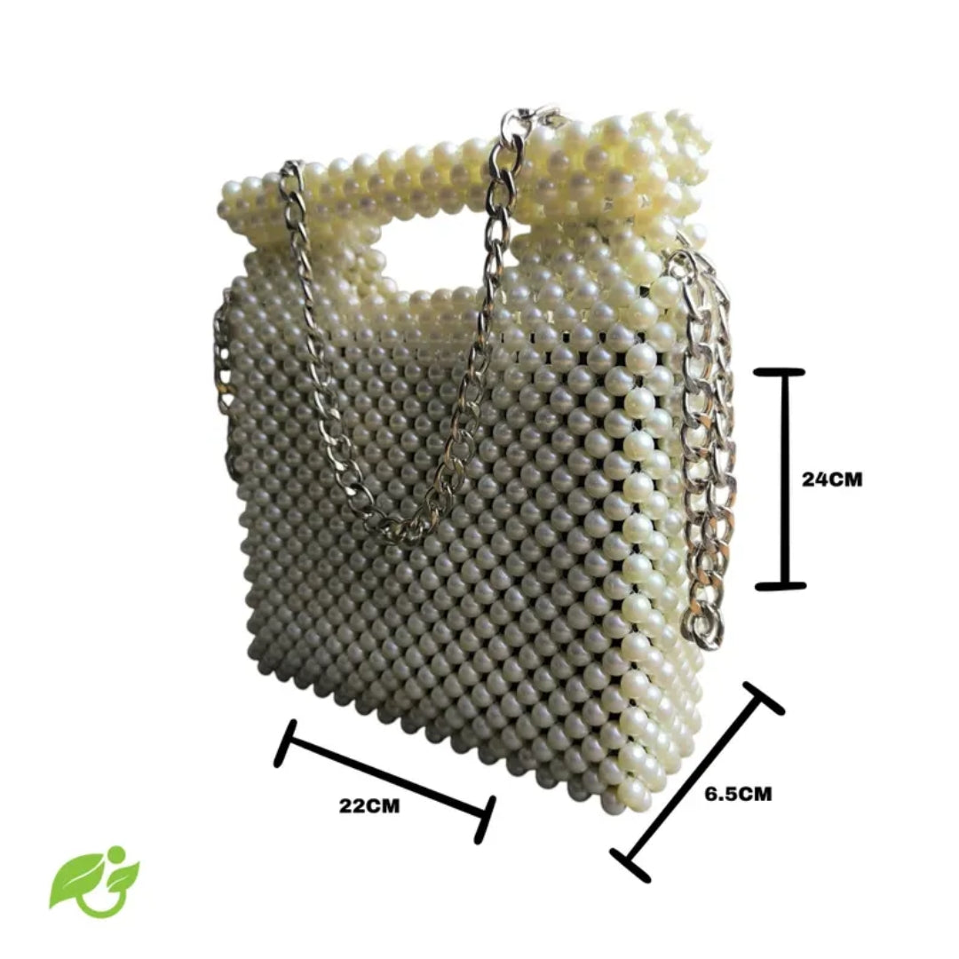 Handmade Pearl Beaded Purse – Crafted by Visually Impaired Artisans, Supported by a Team with Disabilities