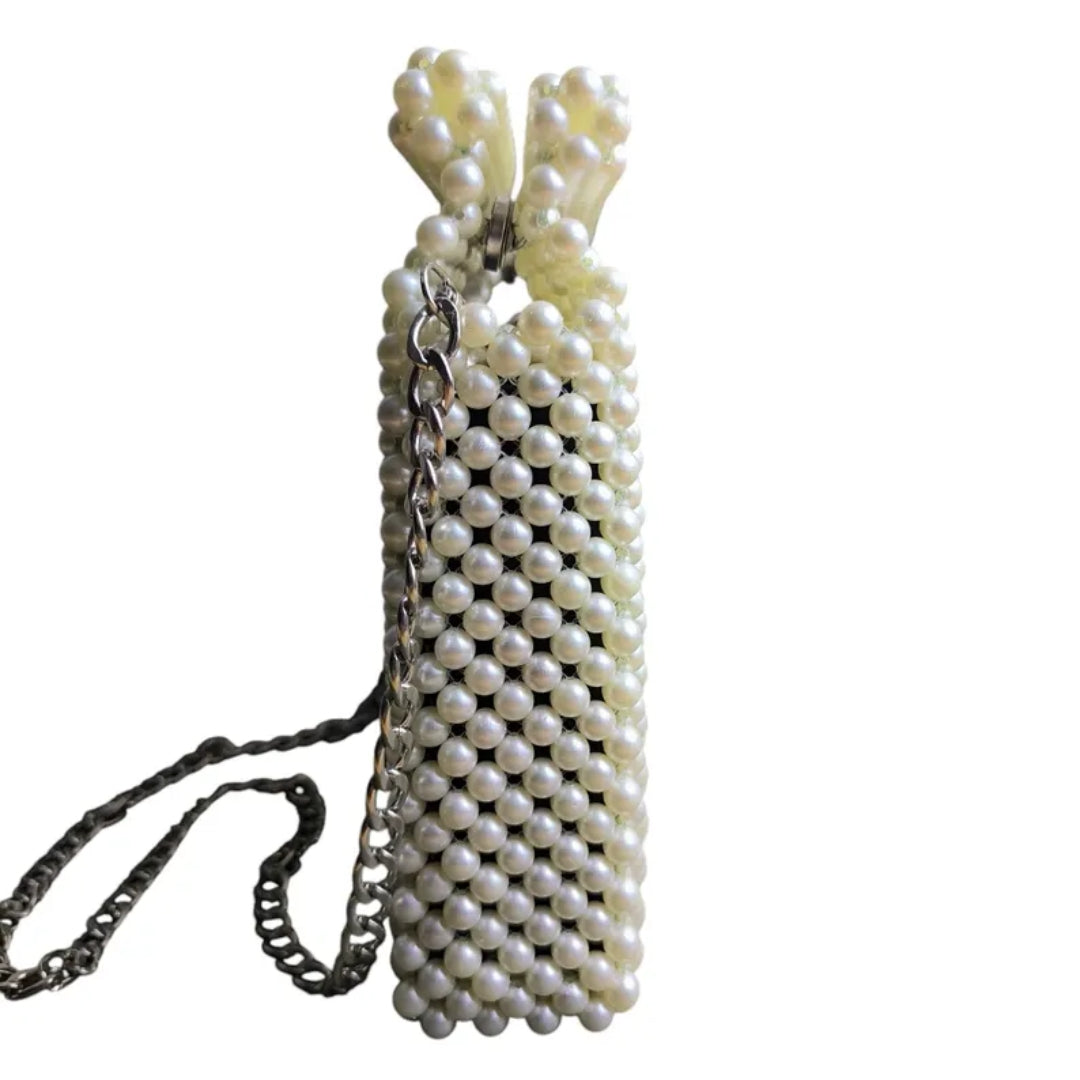 Handmade Pearl Beaded Purse – Crafted by Visually Impaired Artisans, Supported by a Team with Disabilities