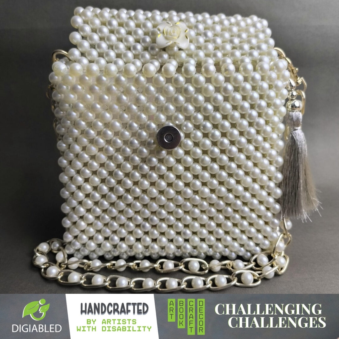 Handmade String Purse Beaded, Crafted By Visually Impaired Artist