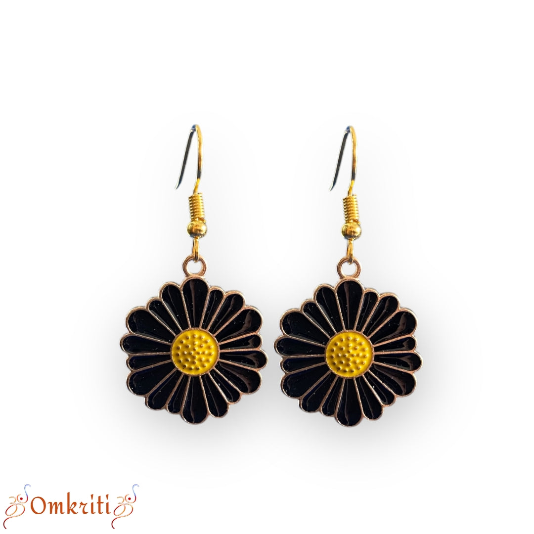 Black Daisy Charm Earring