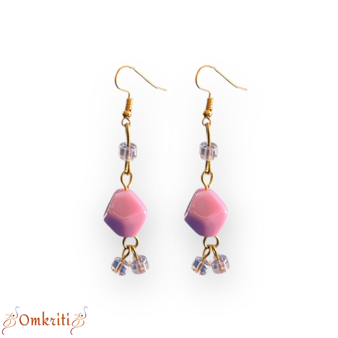 Pink Dangle Beaded Earring