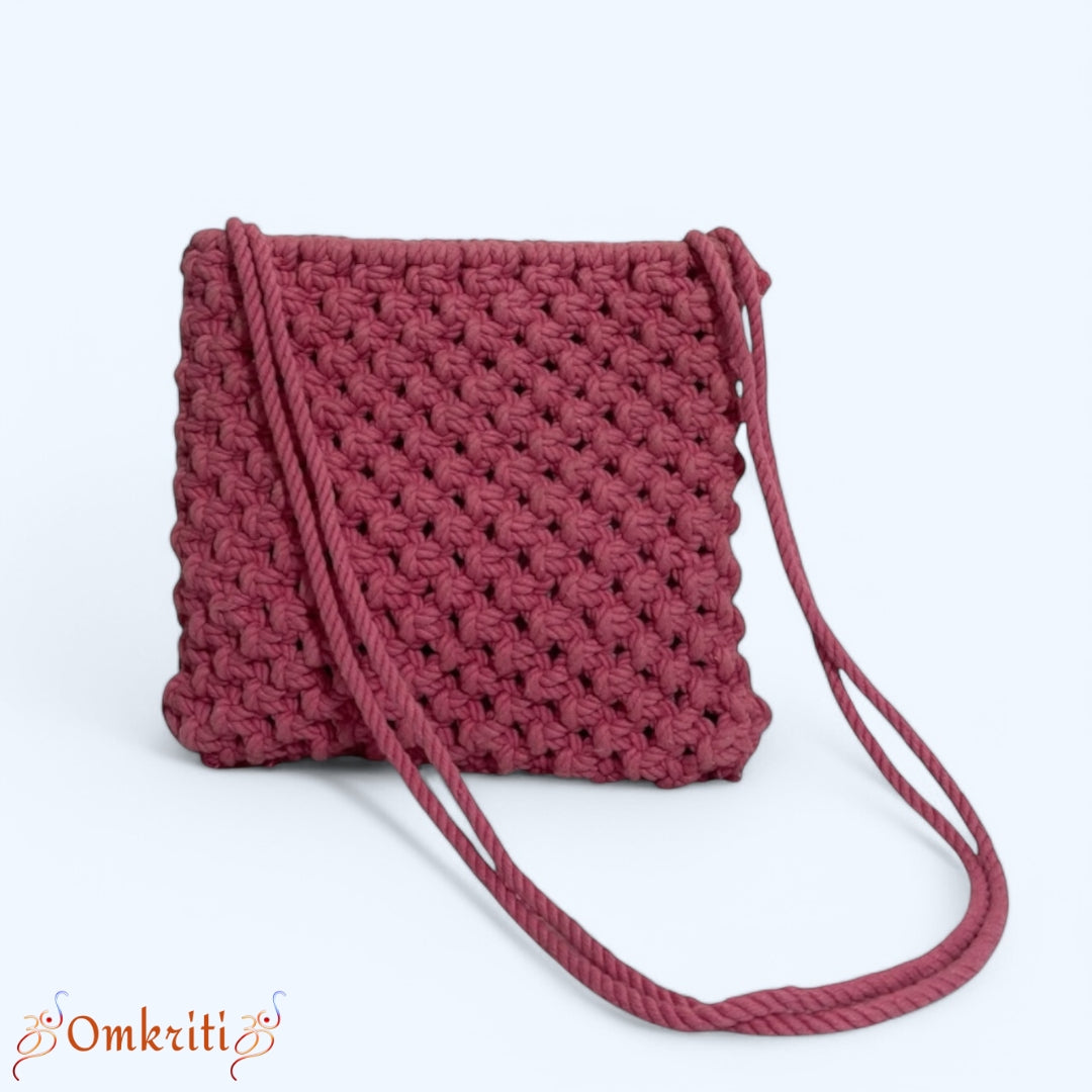 Pink Macrame Handbag