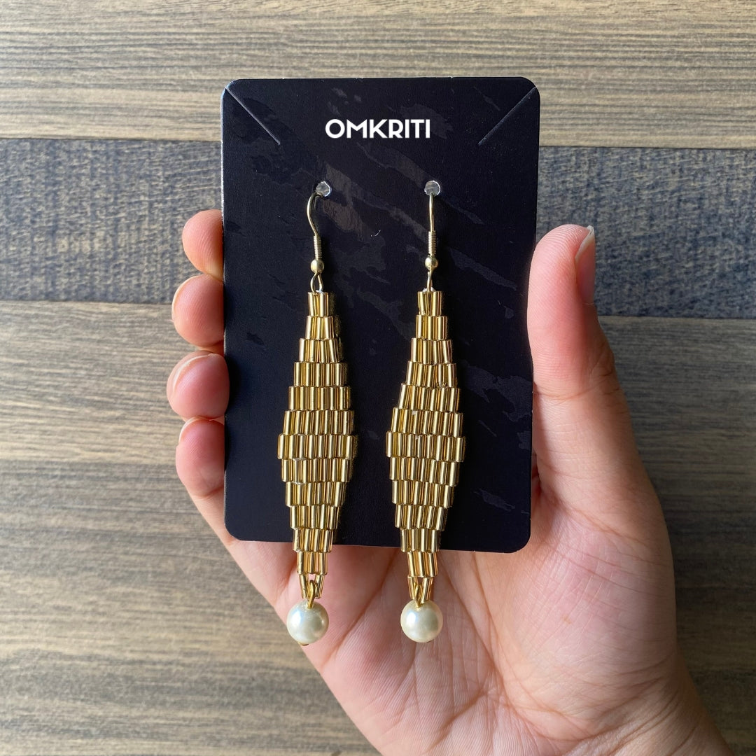 Gold Flapper Glass Earring