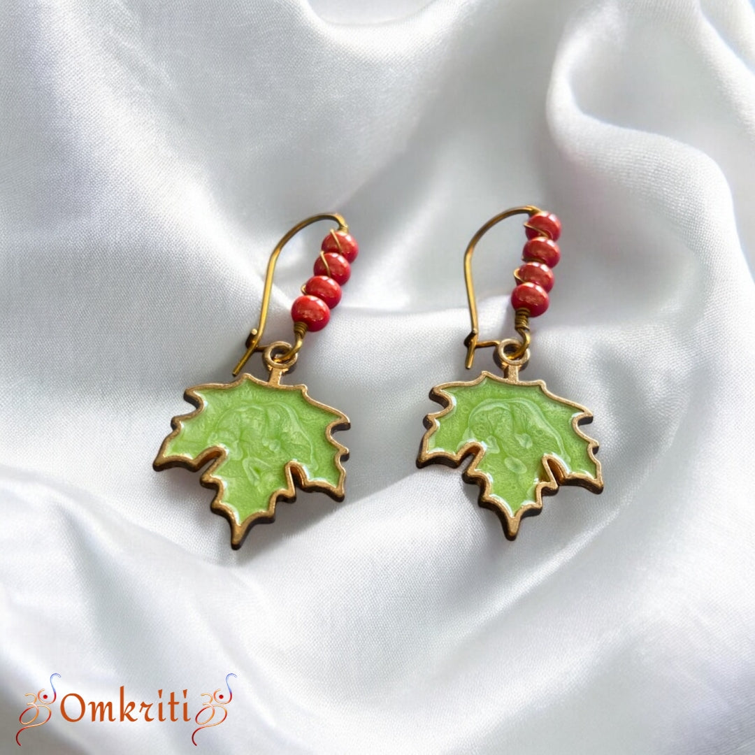 Leaf Charm Beaded Earring