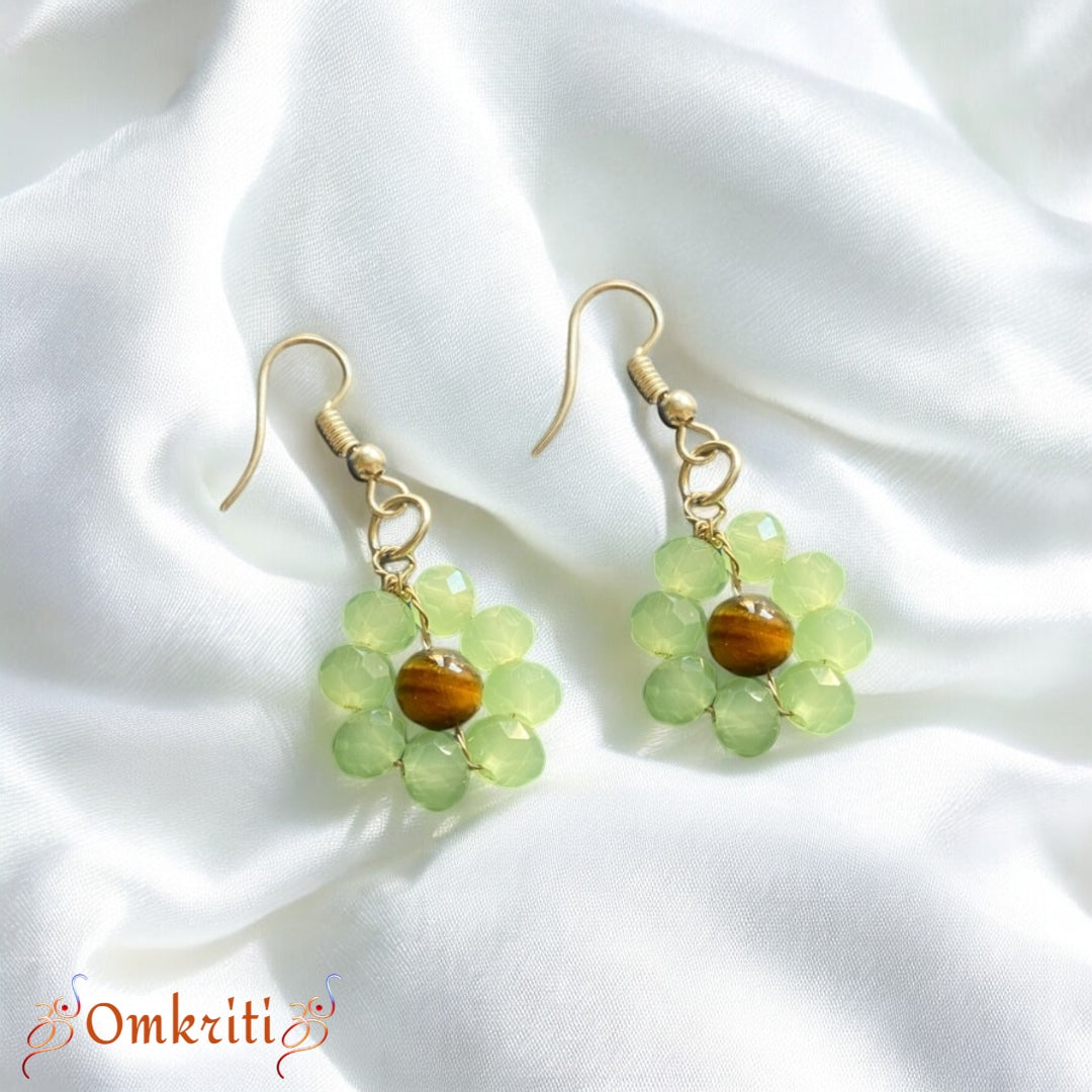 Green Crystal Beaded Earring