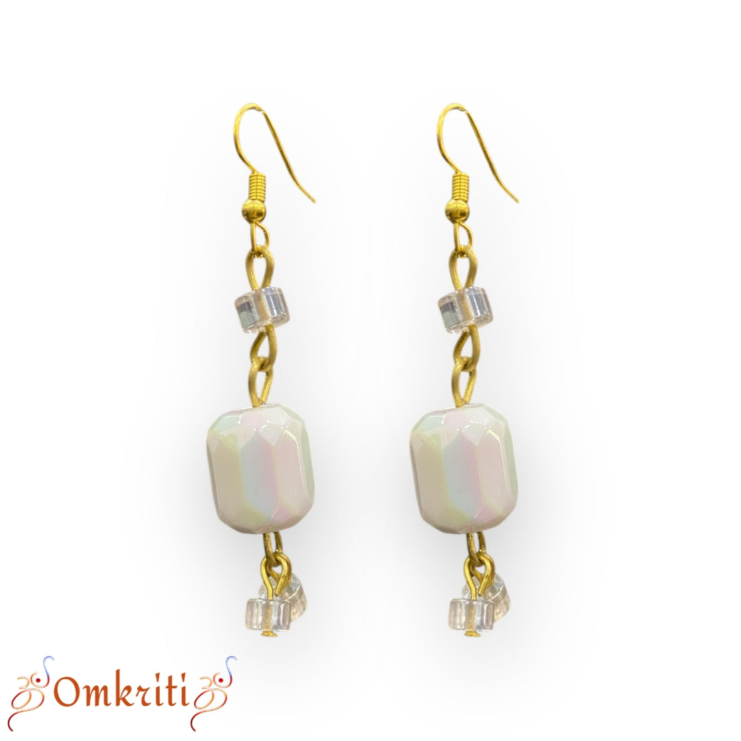 White Dangle Beaded Earring