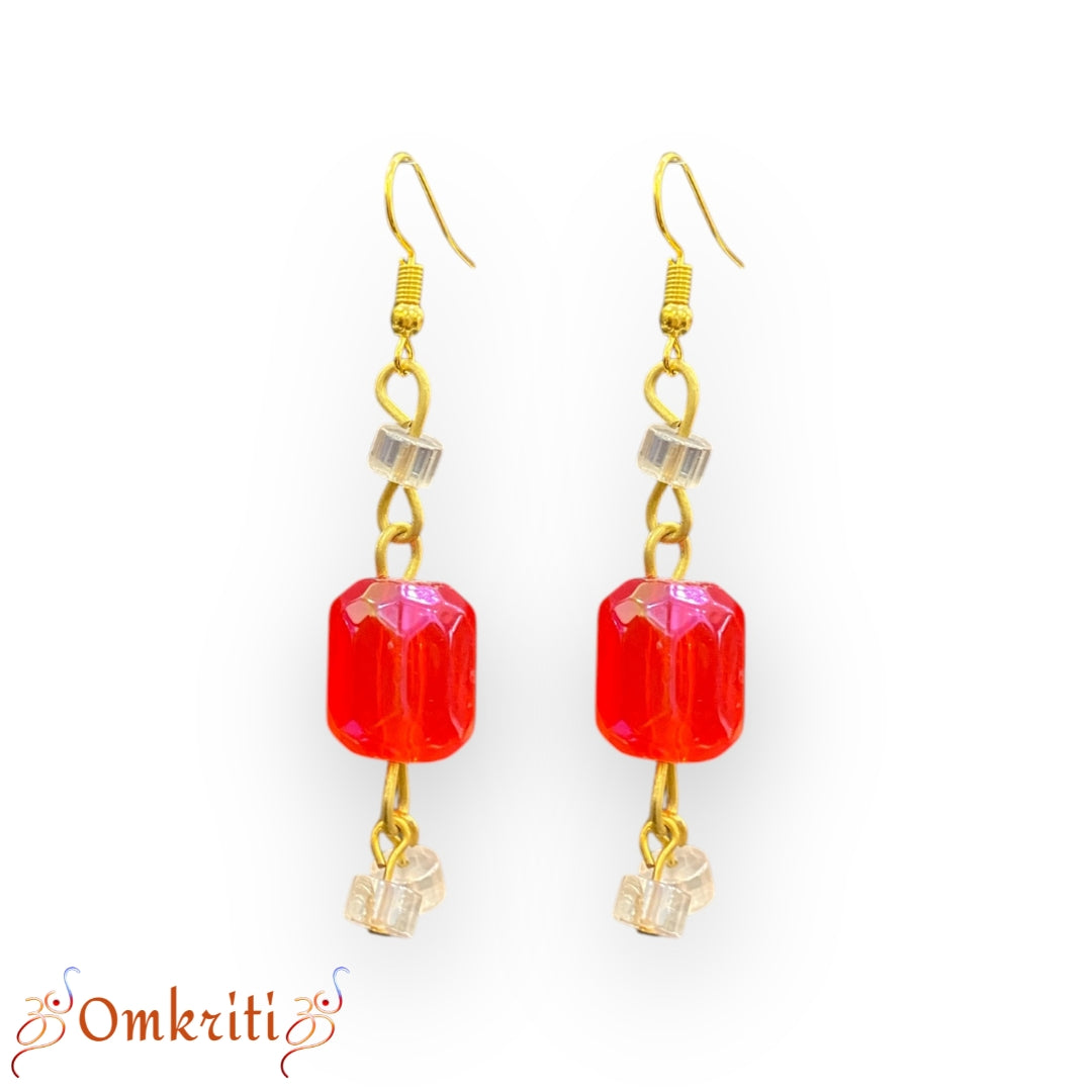Red Dangle Beaded Earring