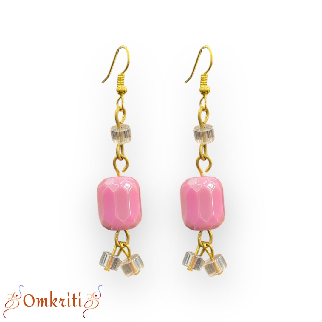 Pink Dangle Beaded Earring