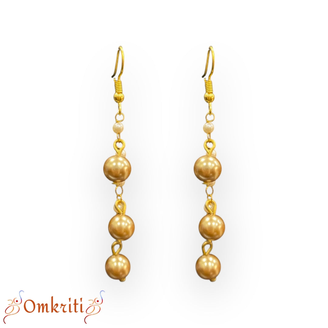 Golden Pearl Dangle Earrings