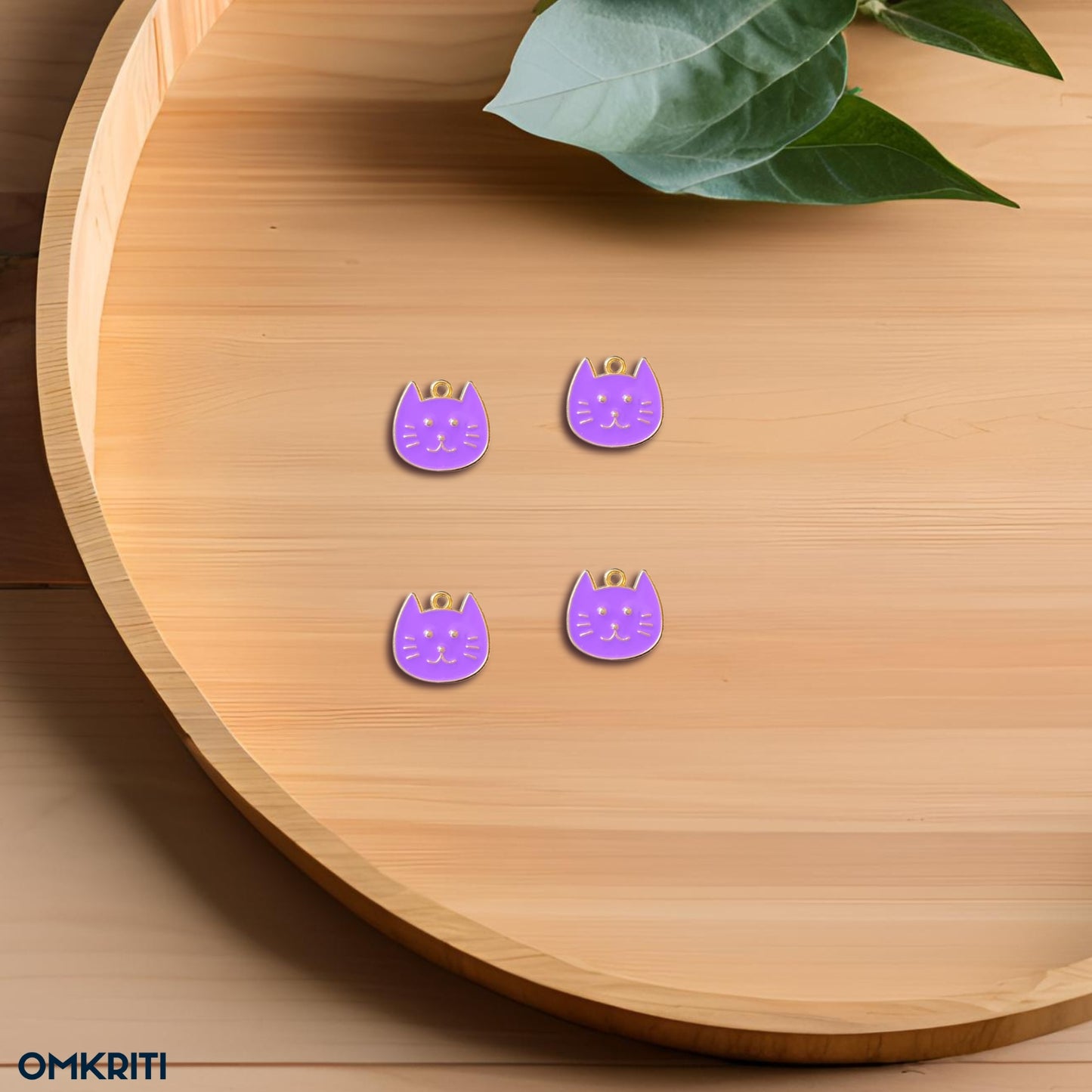 Purple Cat Face Enamel Charm (4-Pcs Set)