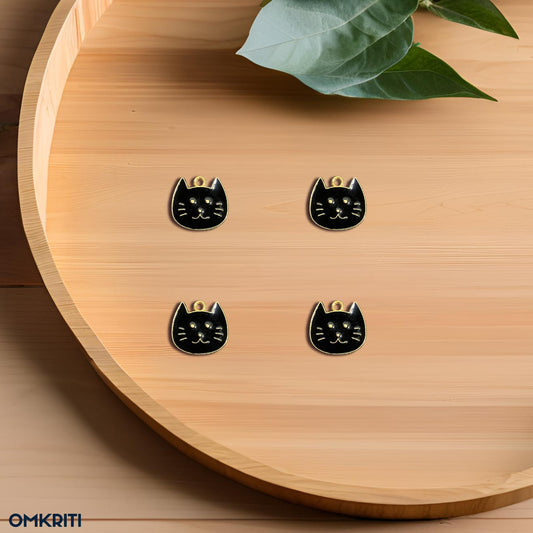 Black Cat Face Enamel Charm (4-Pcs Set)